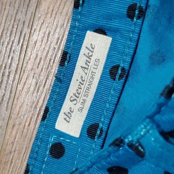 Adriano Goldschmied teal black polka-dot Stevie ankle soft corduroy jeans - Picture 3 of 8